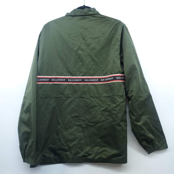 Killion Anorak Windbreaker Jacket Mens Large Olive Half Zip Pockets Long Sleeve - Picture 2 of 11